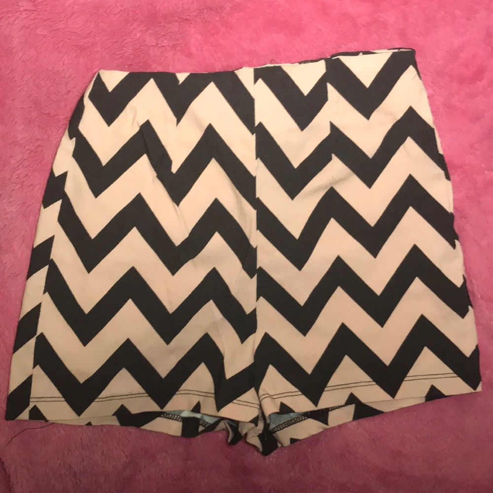 Charlotte Russe Tight Black and Pink Zip Up Shorts